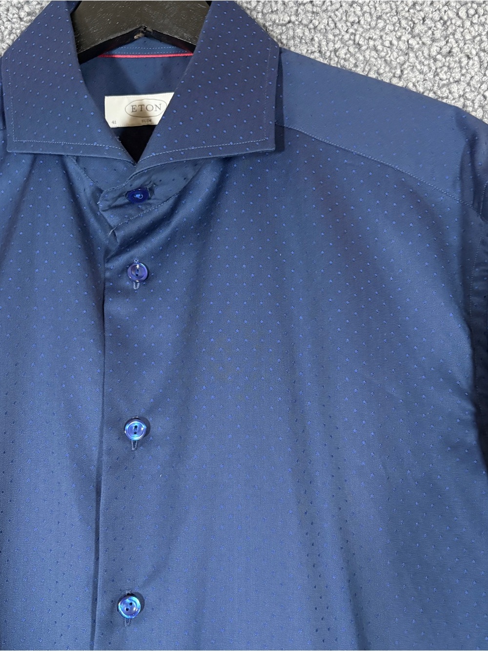 Eton Polka Dots Cotton Slim Fit Button Up Dress Shirt - Men's Size 41/16/L